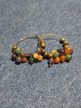 Multi-Color Beaded Hoop Earrings - Women Jewelry